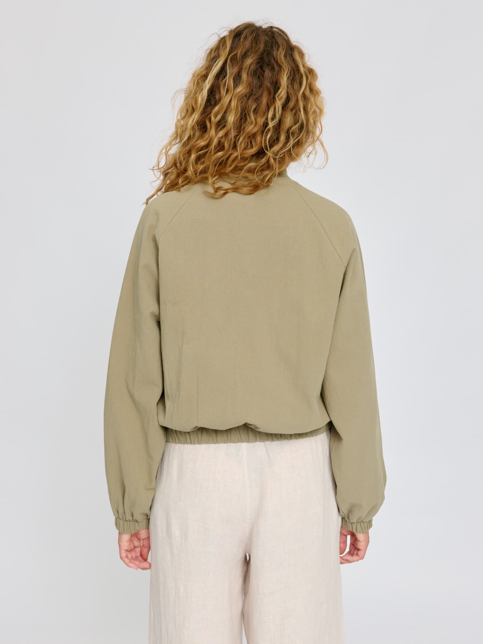 short cotton bomber sea green