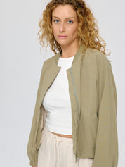 short cotton bomber sea green