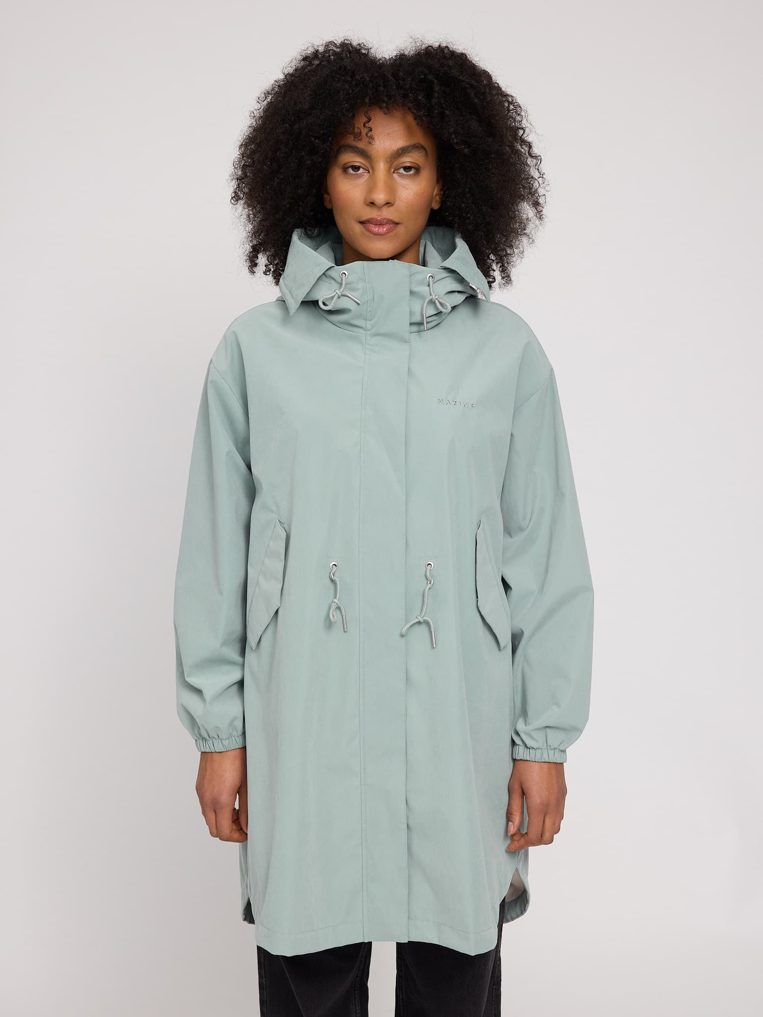 loose fit light parka pale aqua