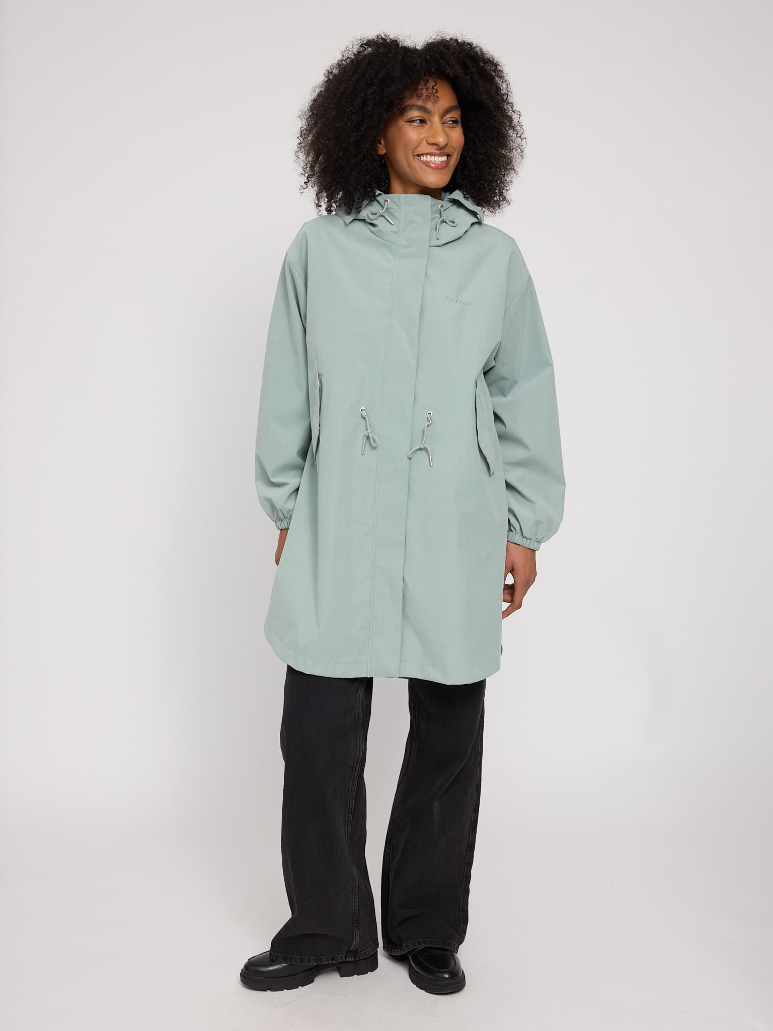 loose fit light parka pale aqua