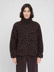 printed teddy fleece jacket chocolate brown/printed