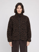 printed teddy fleece jacket chocolate brown/printed