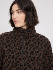 printed teddy fleece jacket chocolate brown/printed