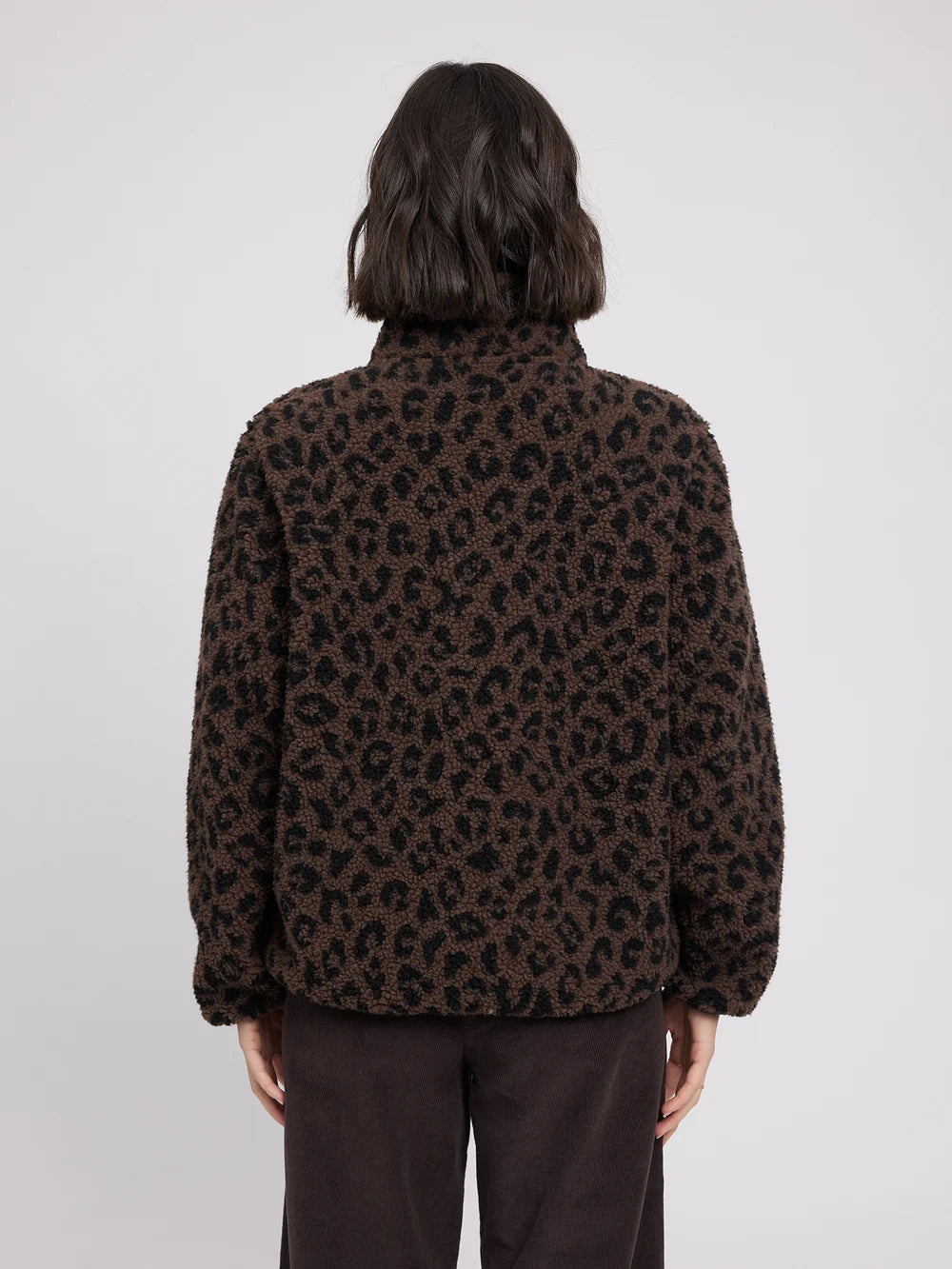 printed teddy fleece jacket chocolate brown/printed