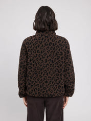 printed teddy fleece jacket chocolate brown/printed