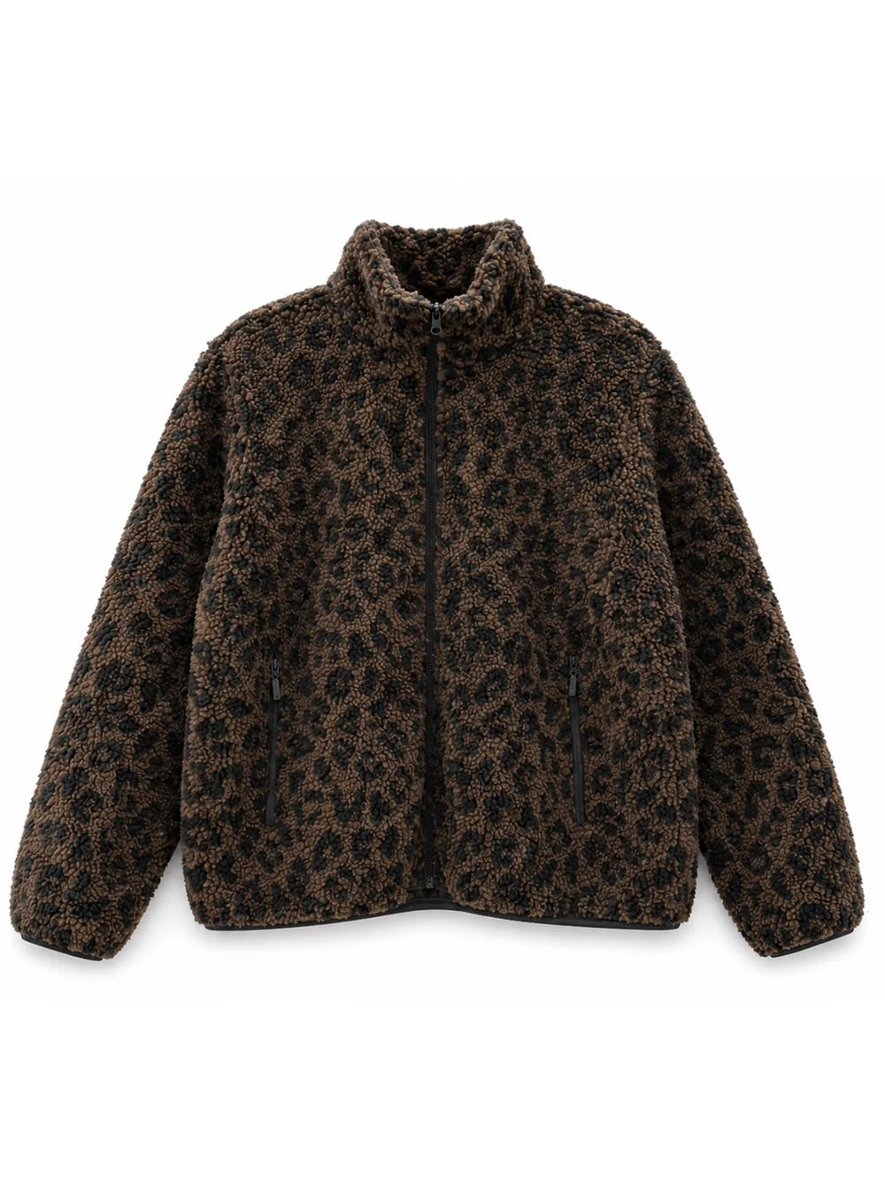 printed teddy fleece jacket chocolate brown/printed