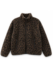 printed teddy fleece jacket chocolate brown/printed