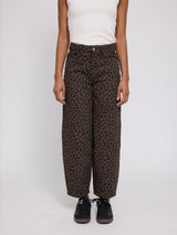printed barrel leg denim pants chocolate brown/printed