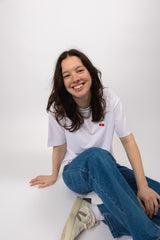 boxy organic crop tee bright white cherry
