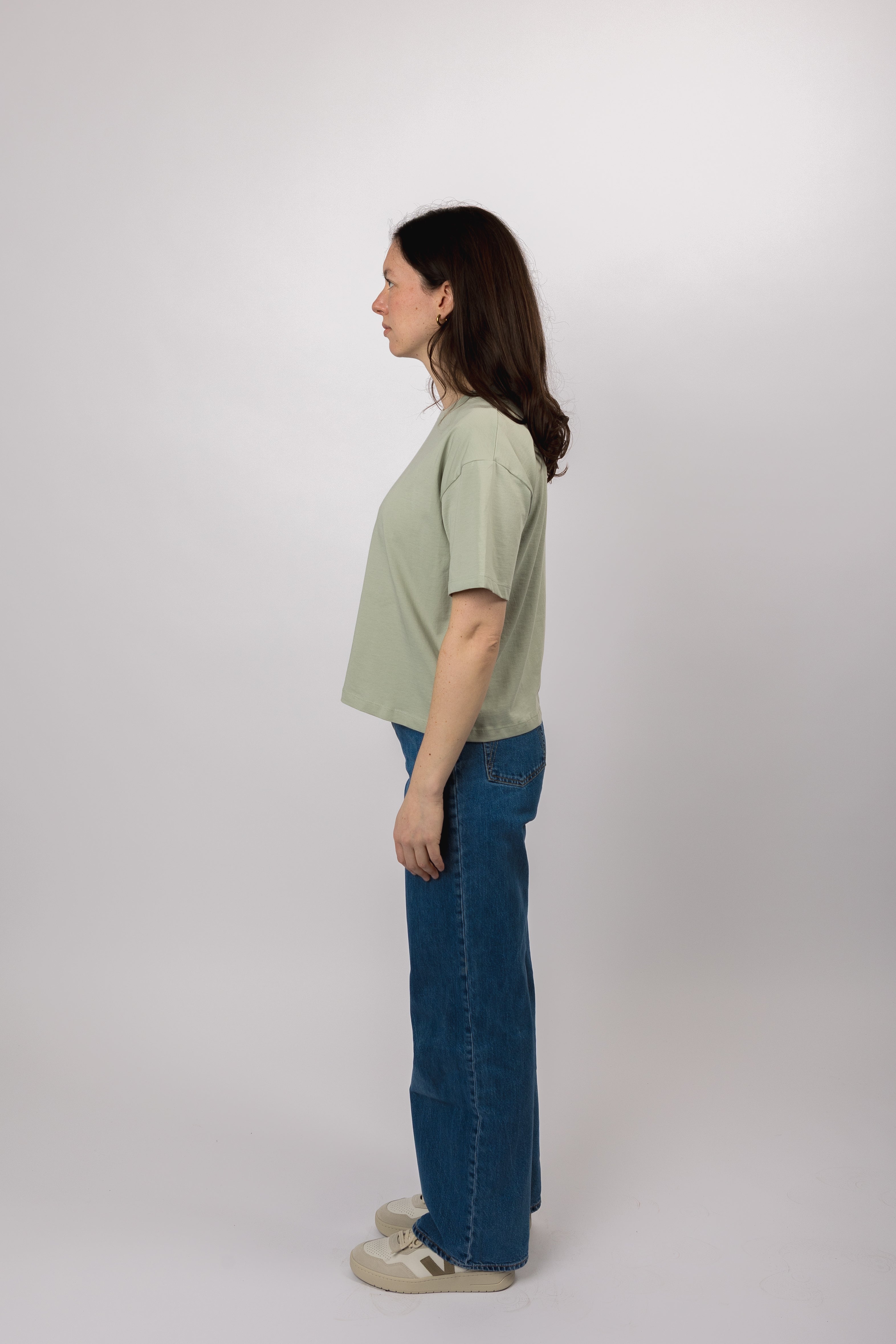 boxy organic crop tee aqua gray