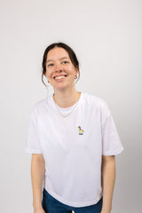 boxy organic crop tee bright white dino