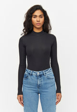 rib mock neck black jet