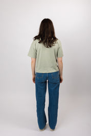 boxy organic crop tee aqua gray
