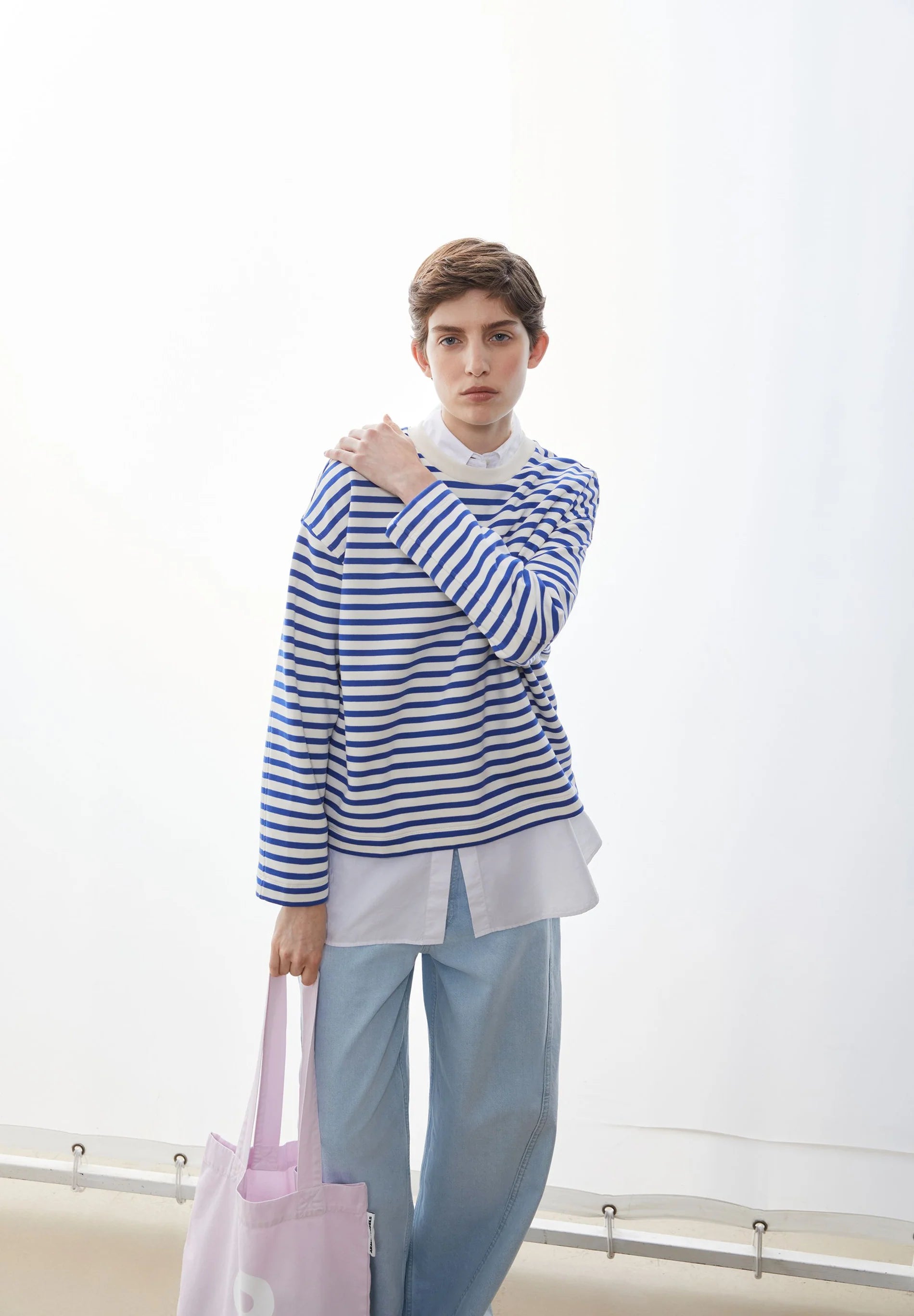 pullover frankaa maarlen stripe sweat undyed-dynamo blue