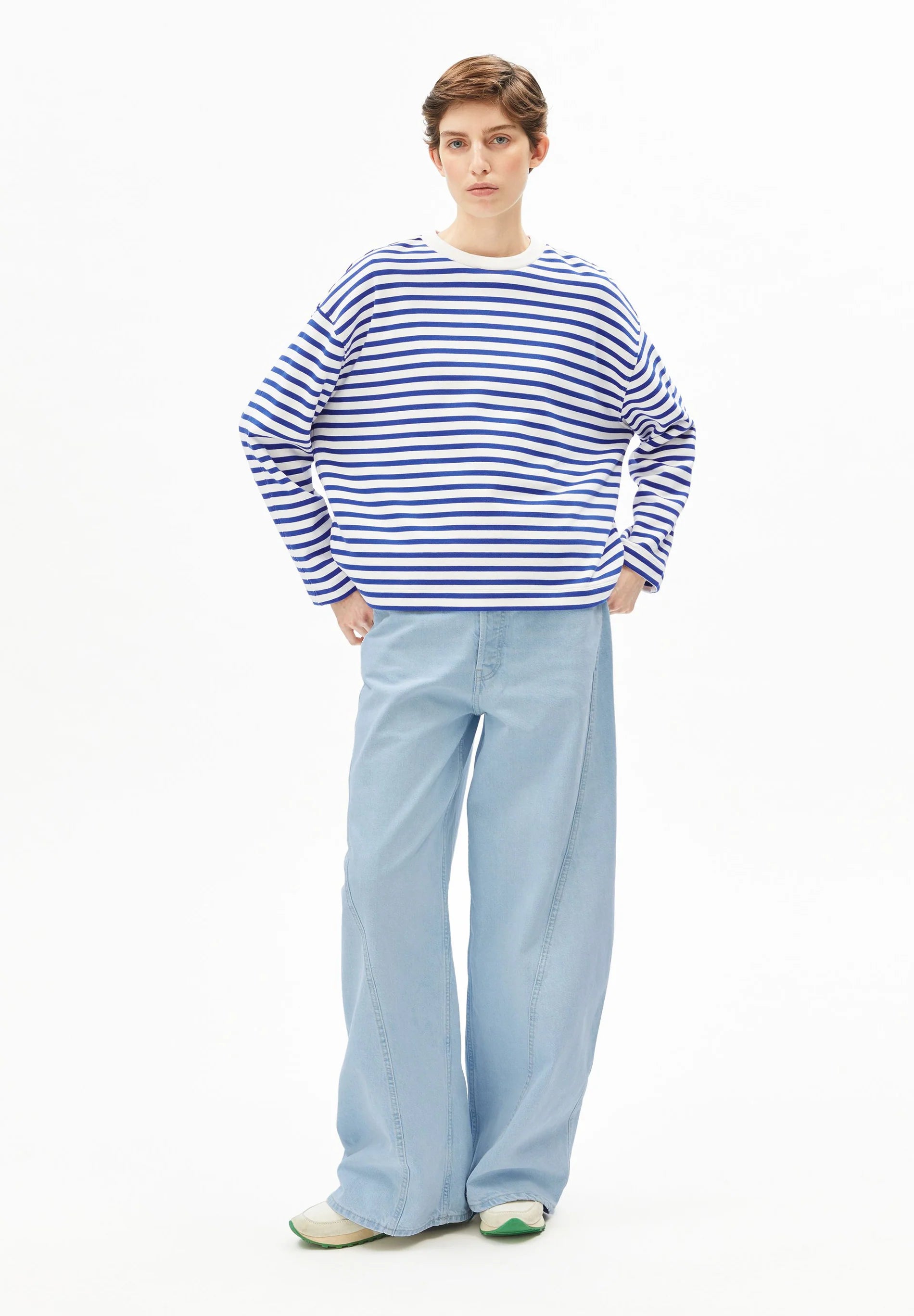pullover frankaa maarlen stripe sweat undyed-dynamo blue