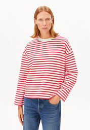 pullover frankaa maarlen stripe sweat undyed-mars red