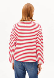 pullover frankaa maarlen stripe sweat undyed-mars red