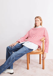 pullover frankaa maarlen stripe sweat undyed-mars red