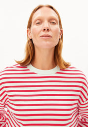 pullover frankaa maarlen stripe sweat undyed-mars red