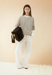 frankaa maarlen stripe sweat undyed-claystone