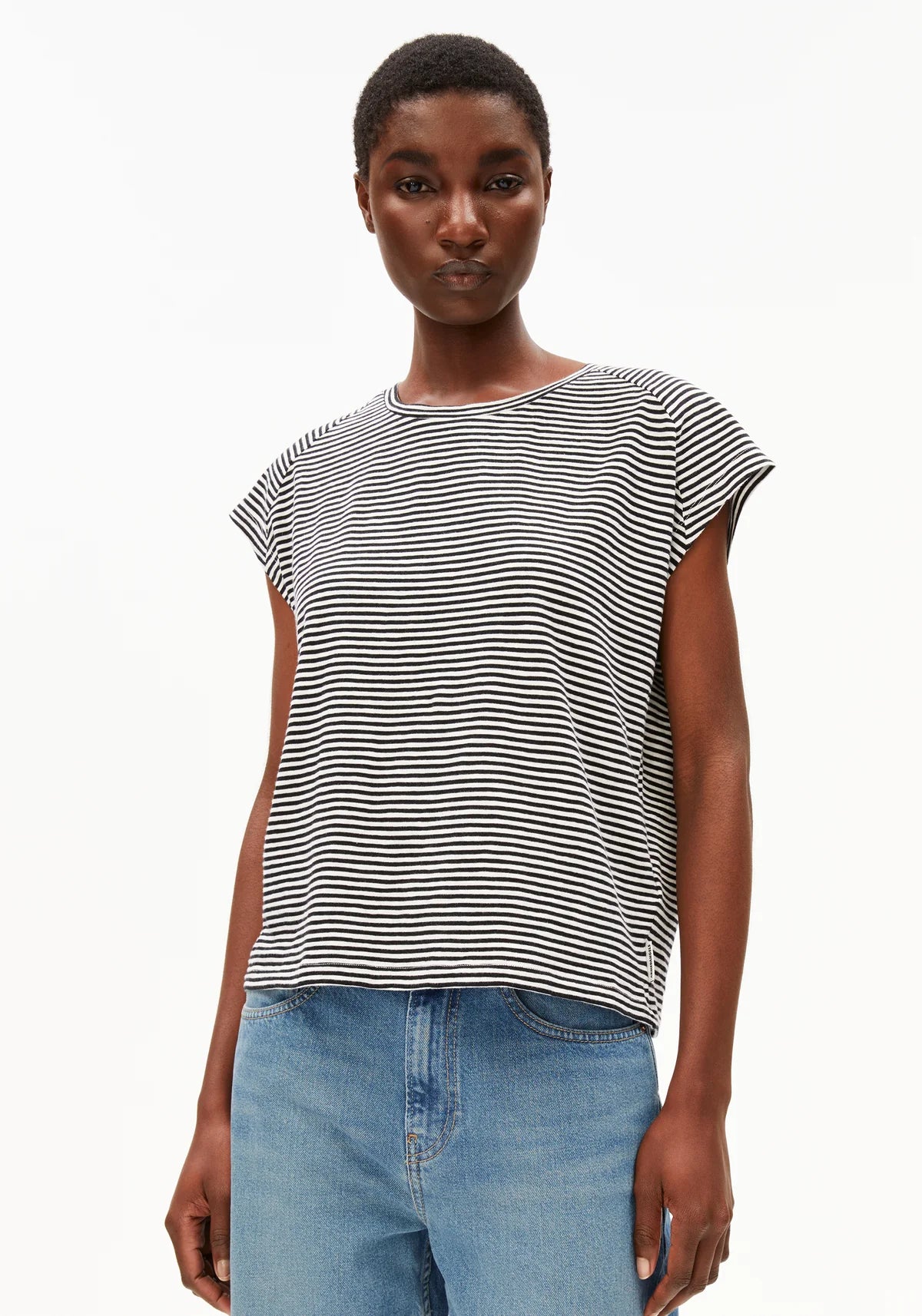 t-shirt oneliaa lovely stripes black-oatmilk