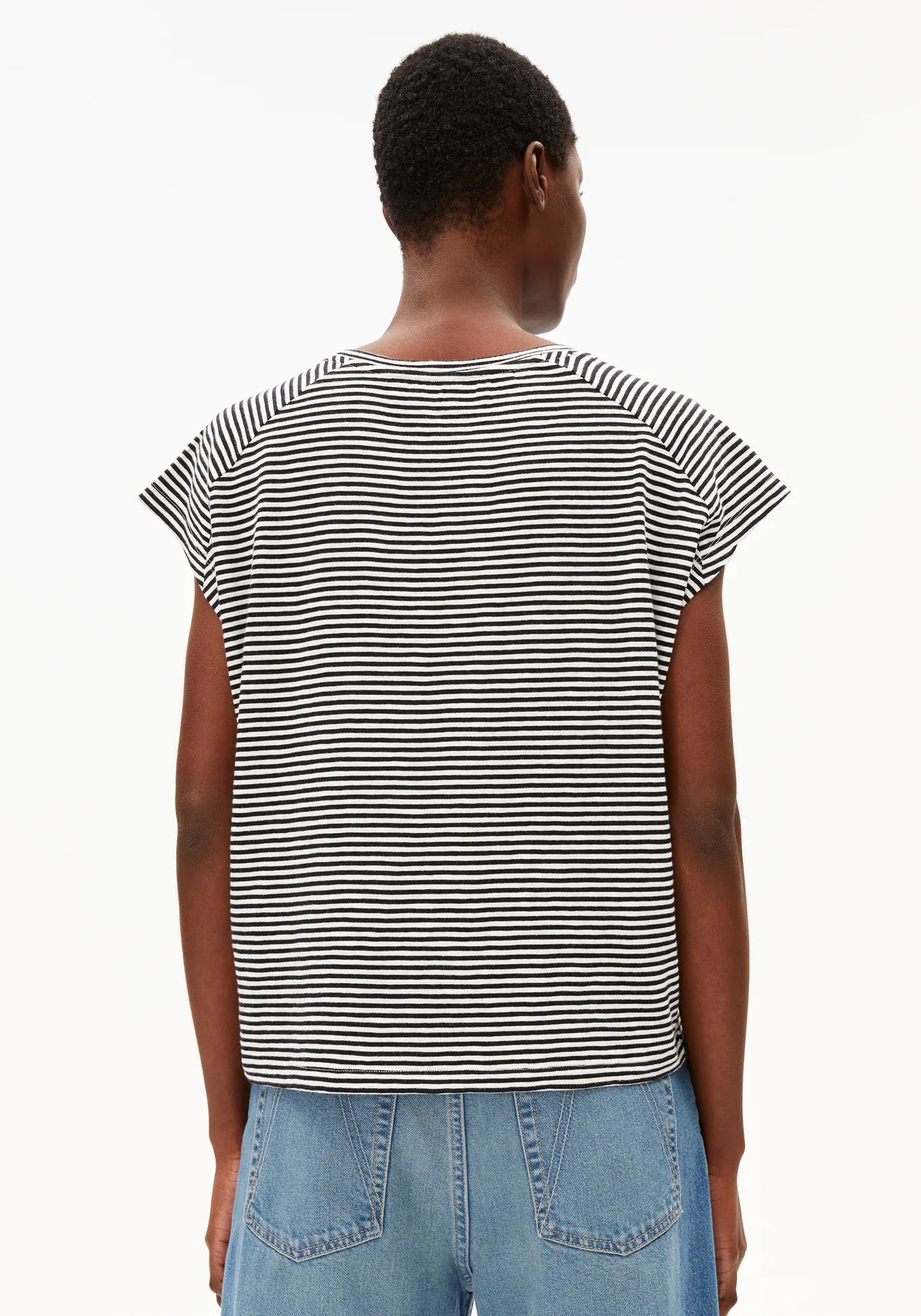 t-shirt oneliaa lovely stripes black-oatmilk