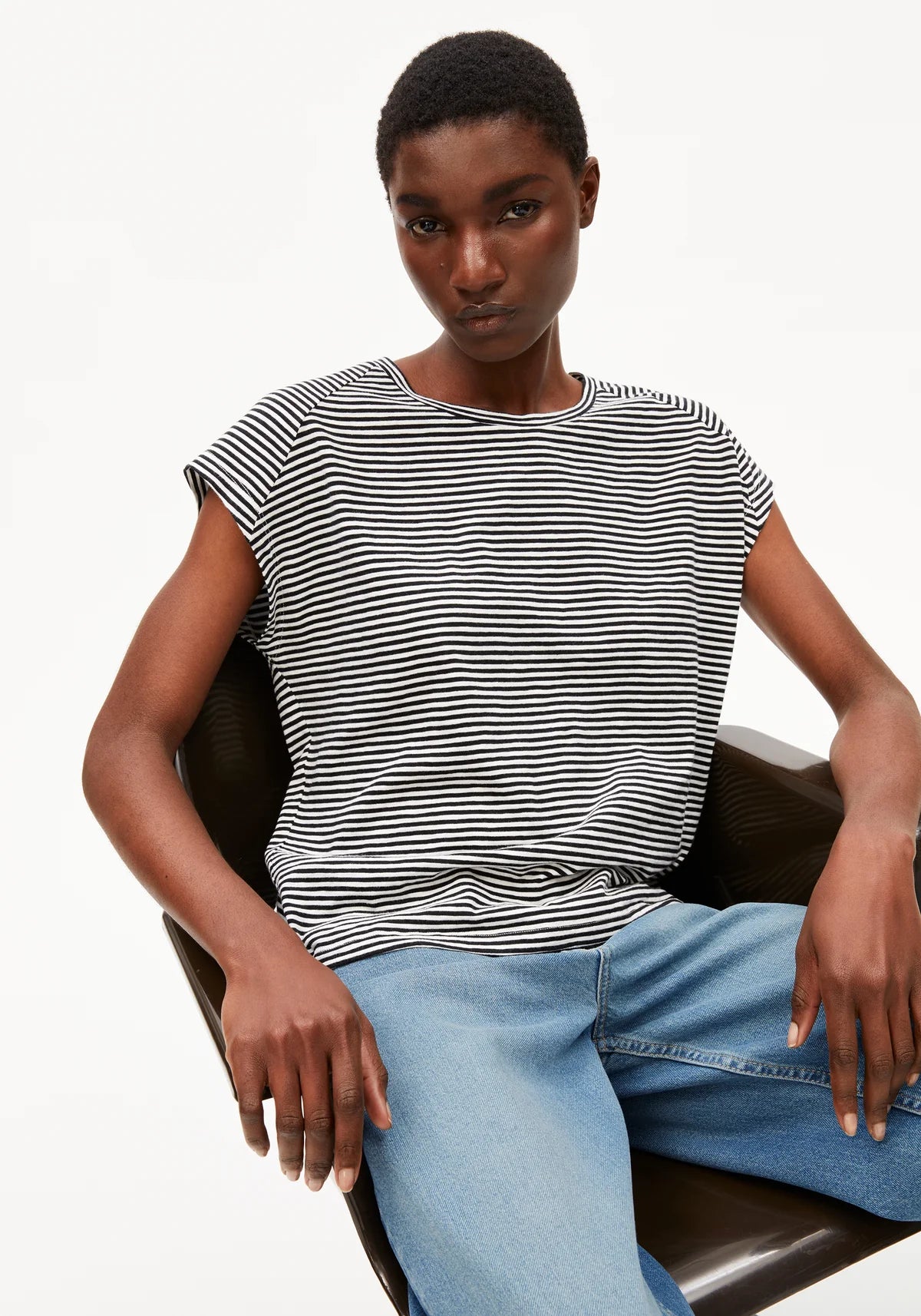 t-shirt oneliaa lovely stripes black-oatmilk