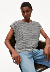 t-shirt oneliaa lovely stripes black-oatmilk