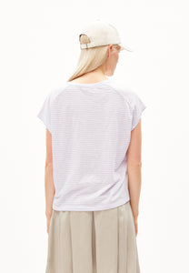 t-shirt oneliaa lovely stripes lavender light-oatmilk