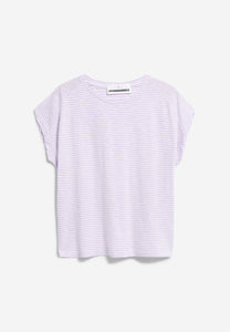 t-shirt oneliaa lovely stripes lavender light-oatmilk