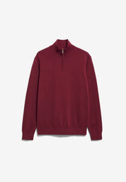 faabes half zip knit sweater velvet red