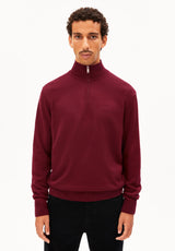 faabes half zip knit sweater velvet red