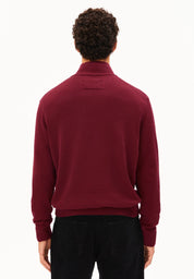 faabes half zip knit sweater velvet red