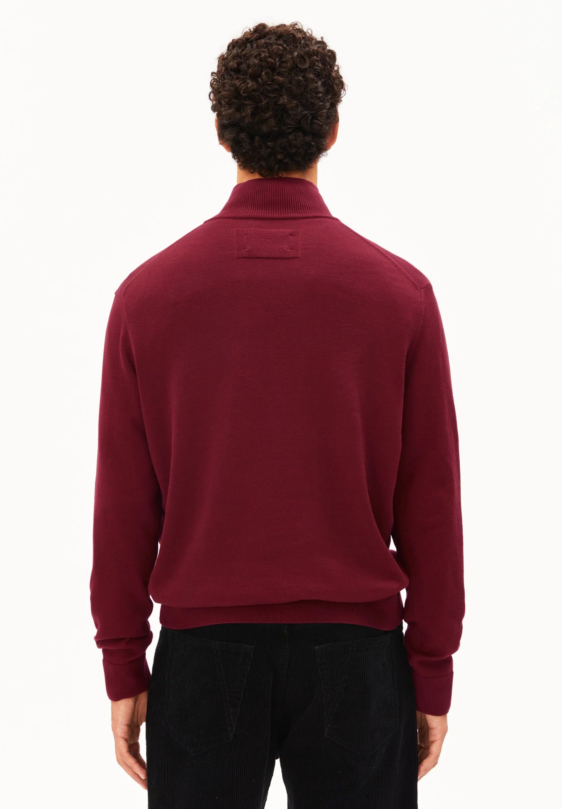 faabes half zip knit sweater velvet red