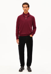 faabes half zip knit sweater velvet red