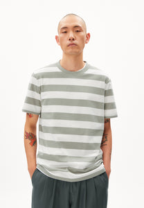 t-shirt bahaar stripes oatmilk-grey green
