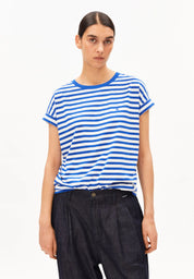 t-shirt idaara stripes white-dynamo blue