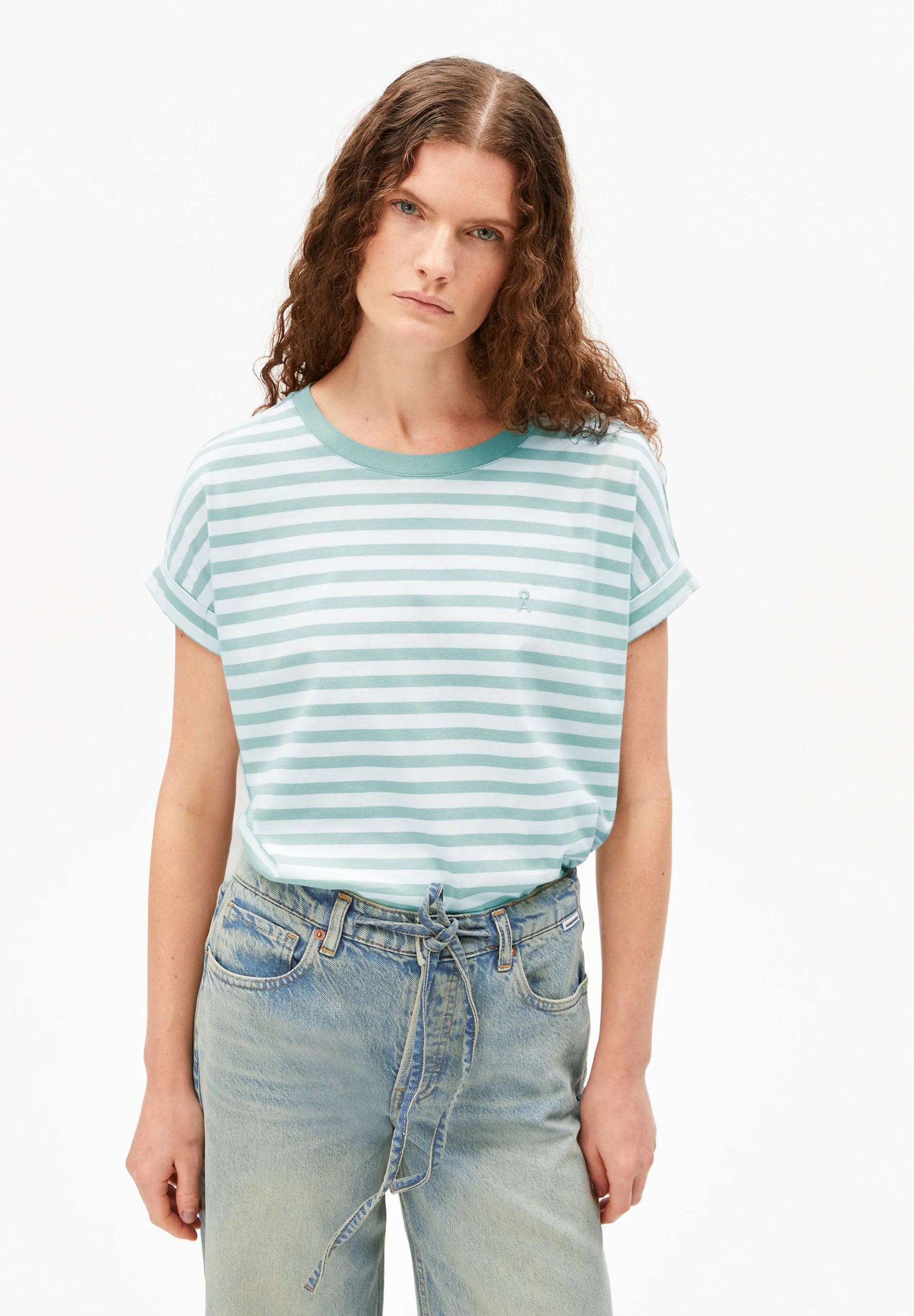 t-shirt idaara stripes white-foam