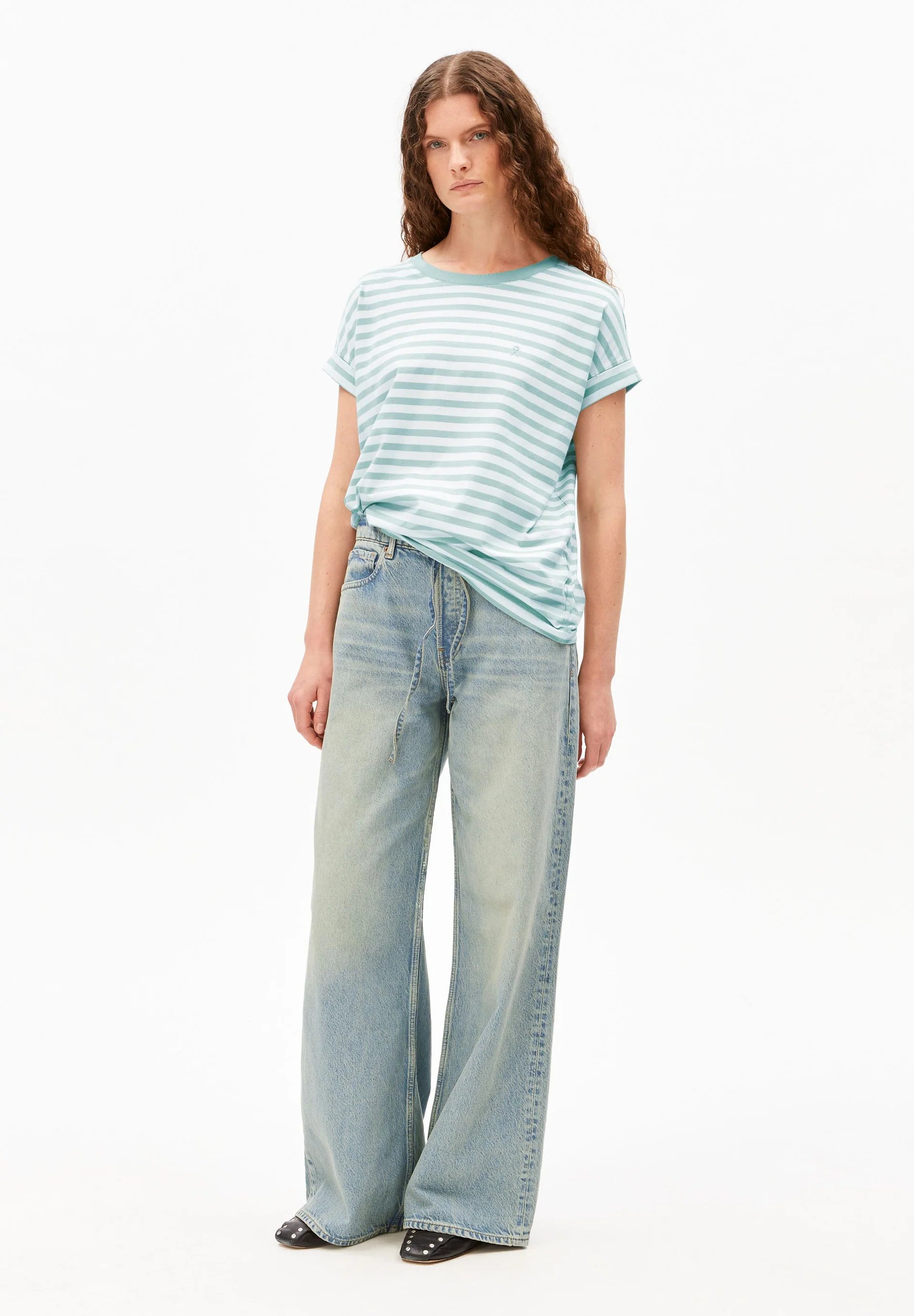 t-shirt idaara stripes white-foam