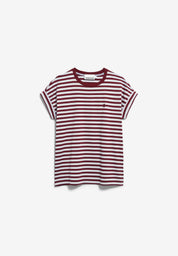 idaara stripe t-shirt velvet red-soft blue-undyed