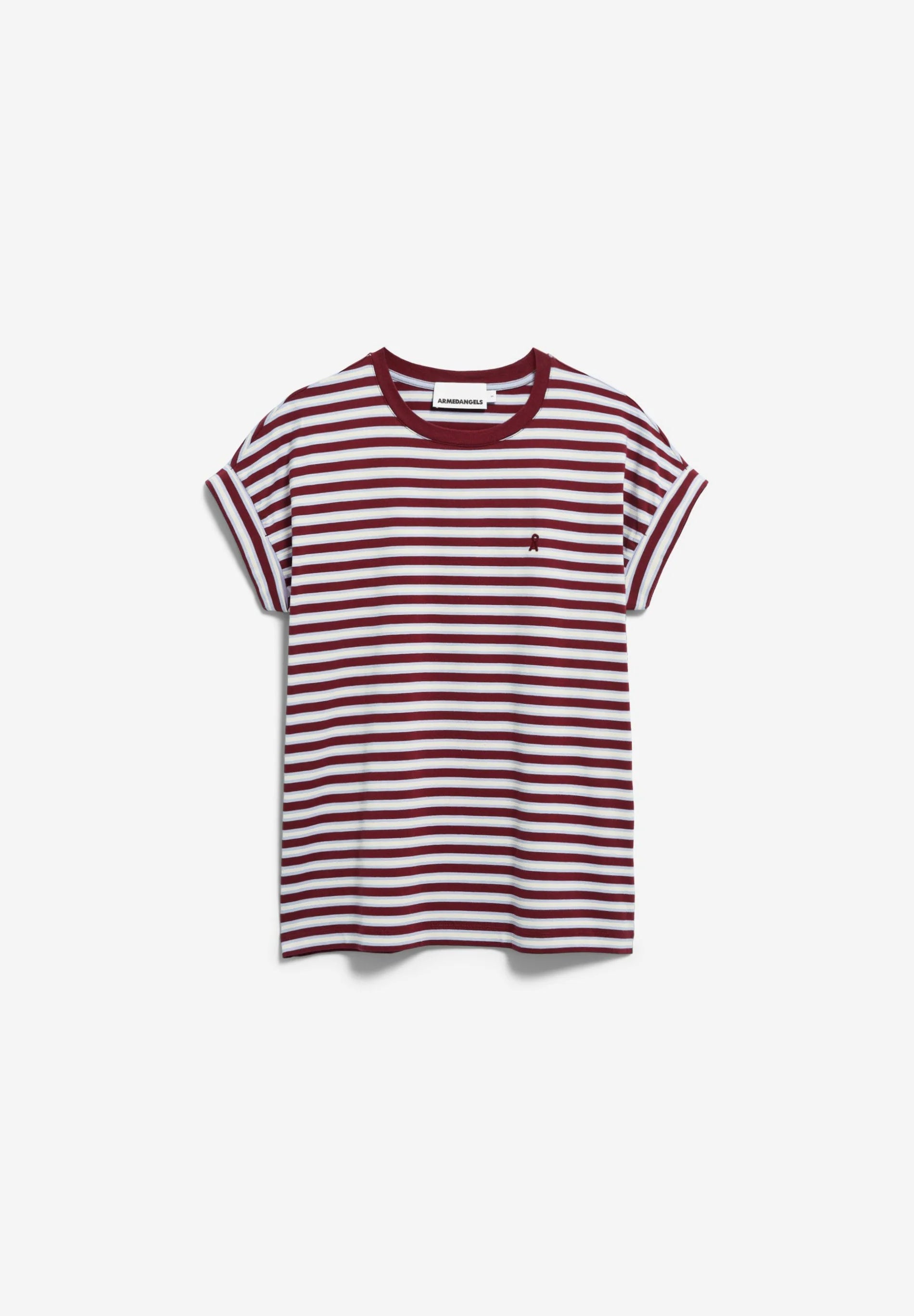 idaara stripe t-shirt velvet red-soft blue-undyed