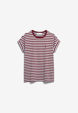 idaara stripe t-shirt velvet red-soft blue-undyed