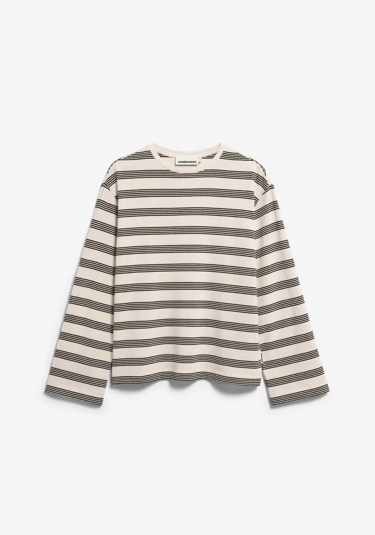 marynaa fine stripe longsleeeve oatmilk-black