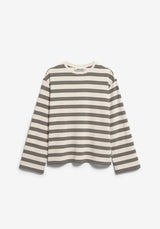 marynaa fine stripe longsleeeve oatmilk-black