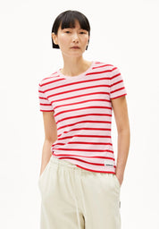 t-shirt kardaa stripe t-shirt pink mist-mars red