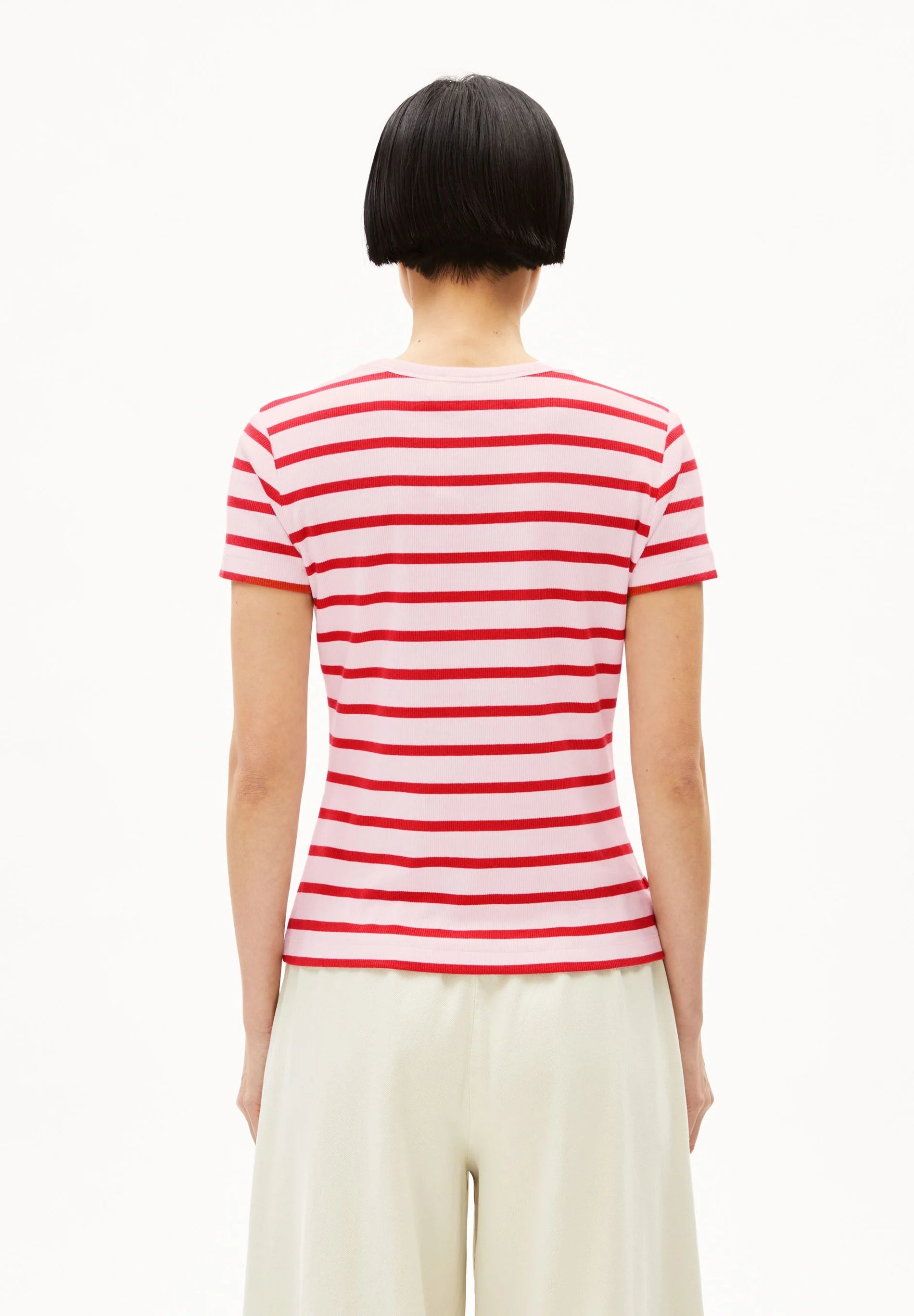 t-shirt kardaa stripe t-shirt pink mist-mars red