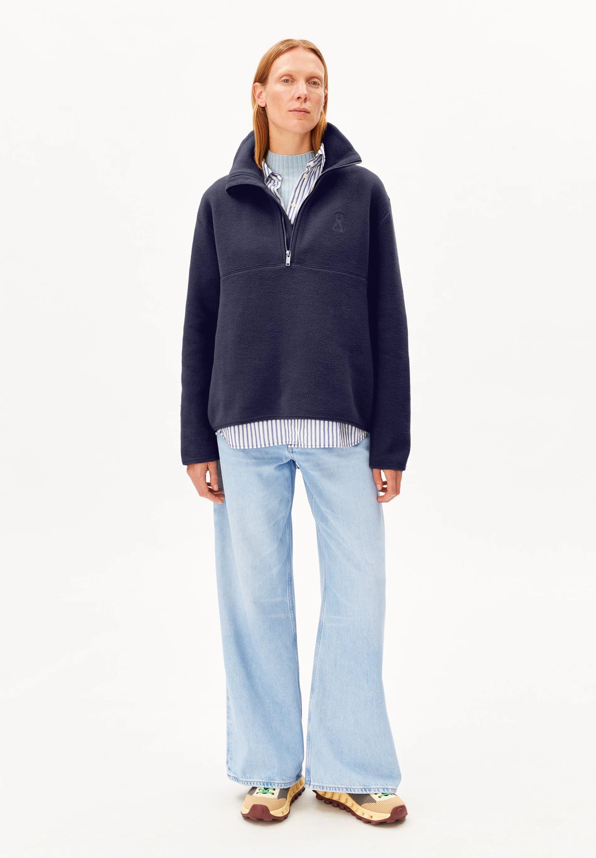 sweatshirt haarleenaa cotton fleece tinted navy