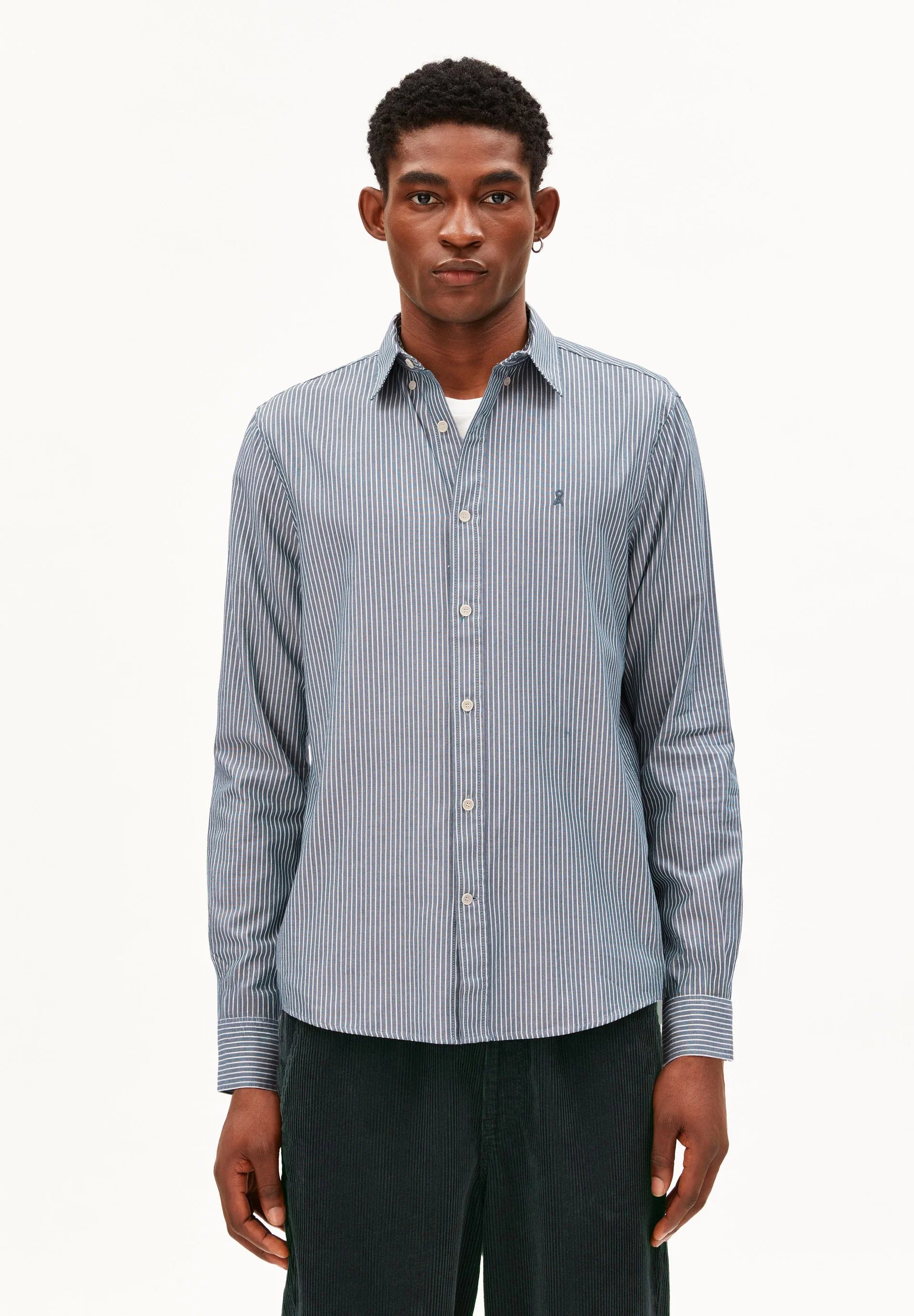quaasa stripe longsleeve shirt petrol velvet