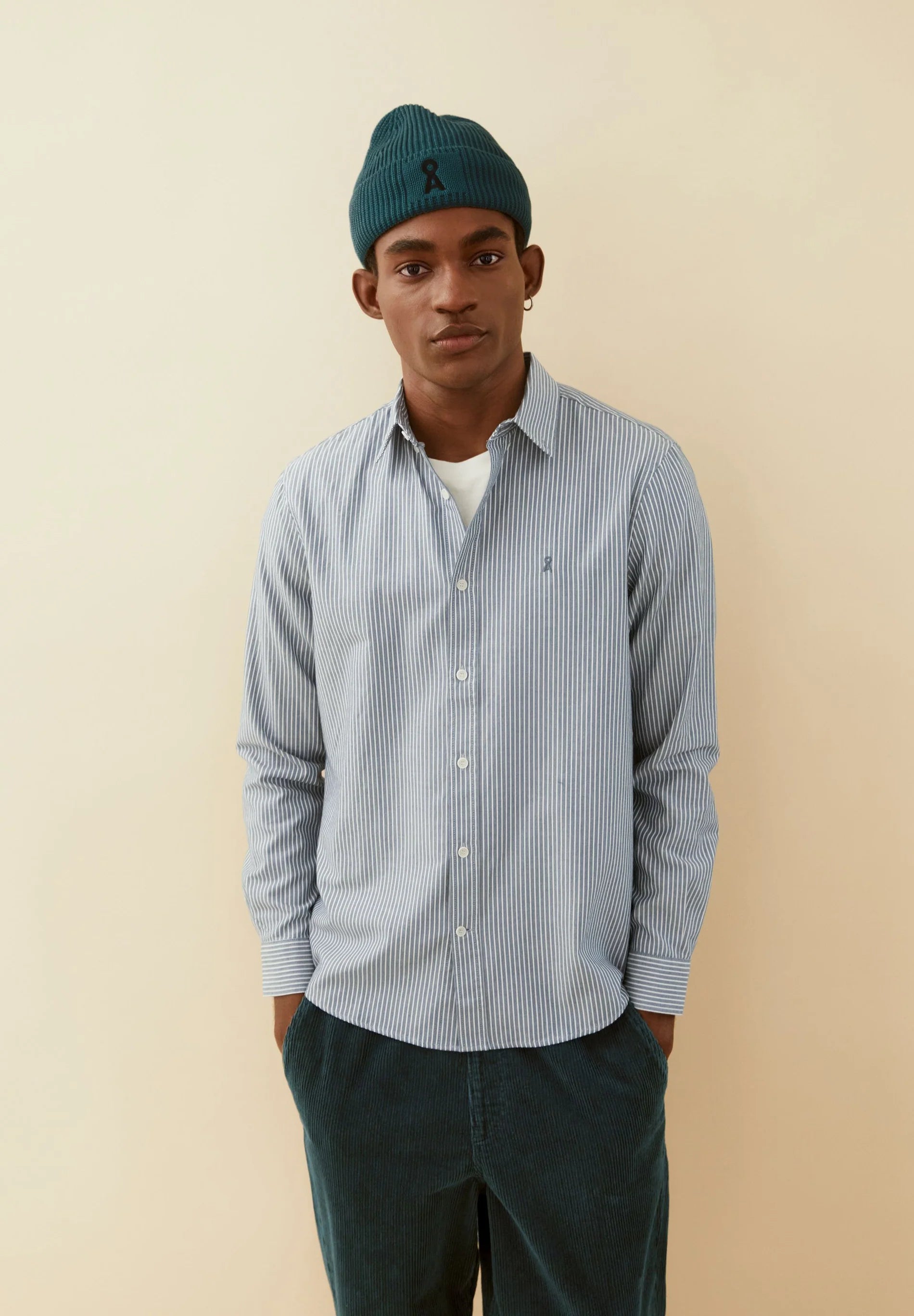 quaasa stripe longsleeve shirt petrol velvet
