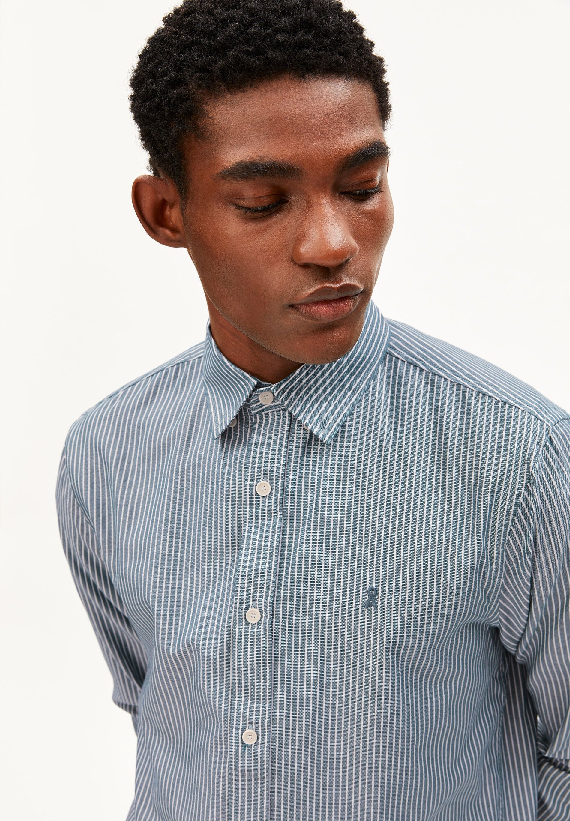 quaasa stripe longsleeve shirt petrol velvet